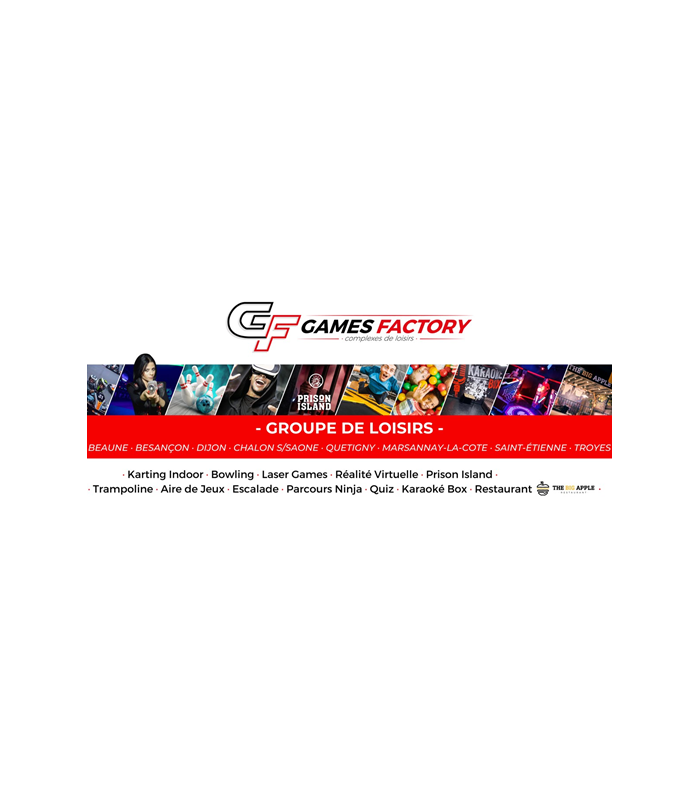E-billet valeur 10 € valable dans tous les complexes GAMES FACTORY
