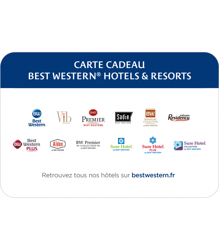 E-carte Cadeau Best Western - 100€ Valable jusqu'au 12/12/2026