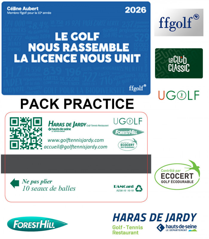 PACK Licence FFGOLF 2026 + CARTE CLASSIC LECLUB + 1 GREEN FEE 7/7