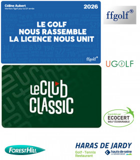 PACK Licence FFGOLF 2026 + CARTE CLASSIC LECLUB + 1 GREEN FEE 7/7