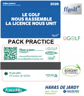 PACK Licence FFGOLF 2026 + 3 cartes de practice de 10 unités